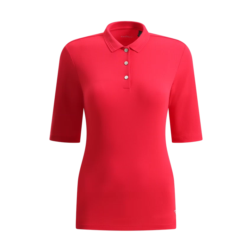 Chervo Women's APPARIRE 3/4 Sleeve Pique Polo - RED
