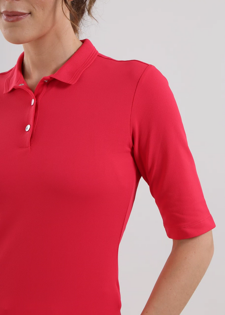 Chervo Women's APPARIRE 3/4 Sleeve Pique Polo - RED