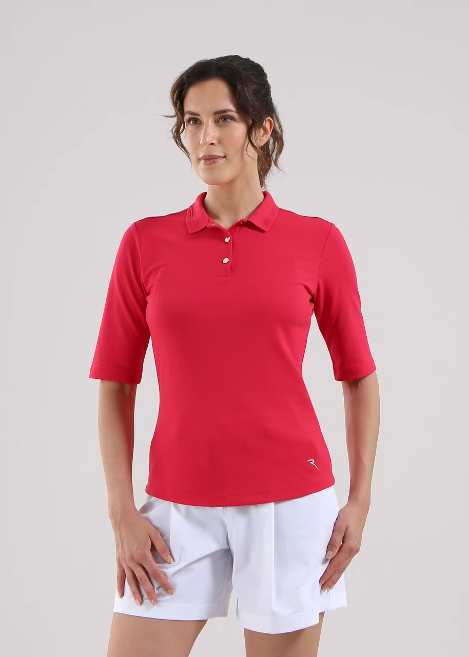 Chervo Women's APPARIRE 3/4 Sleeve Pique Polo - RED
