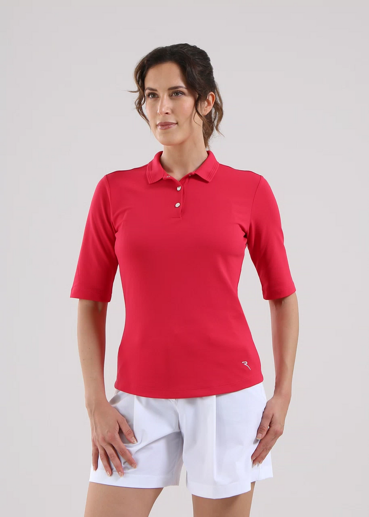 Chervo Women's APPARIRE 3/4 Sleeve Pique Polo - RED