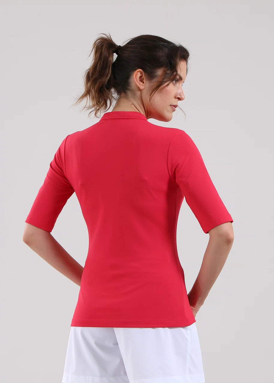 Chervo Women's APPARIRE 3/4 Sleeve Pique Polo - RED