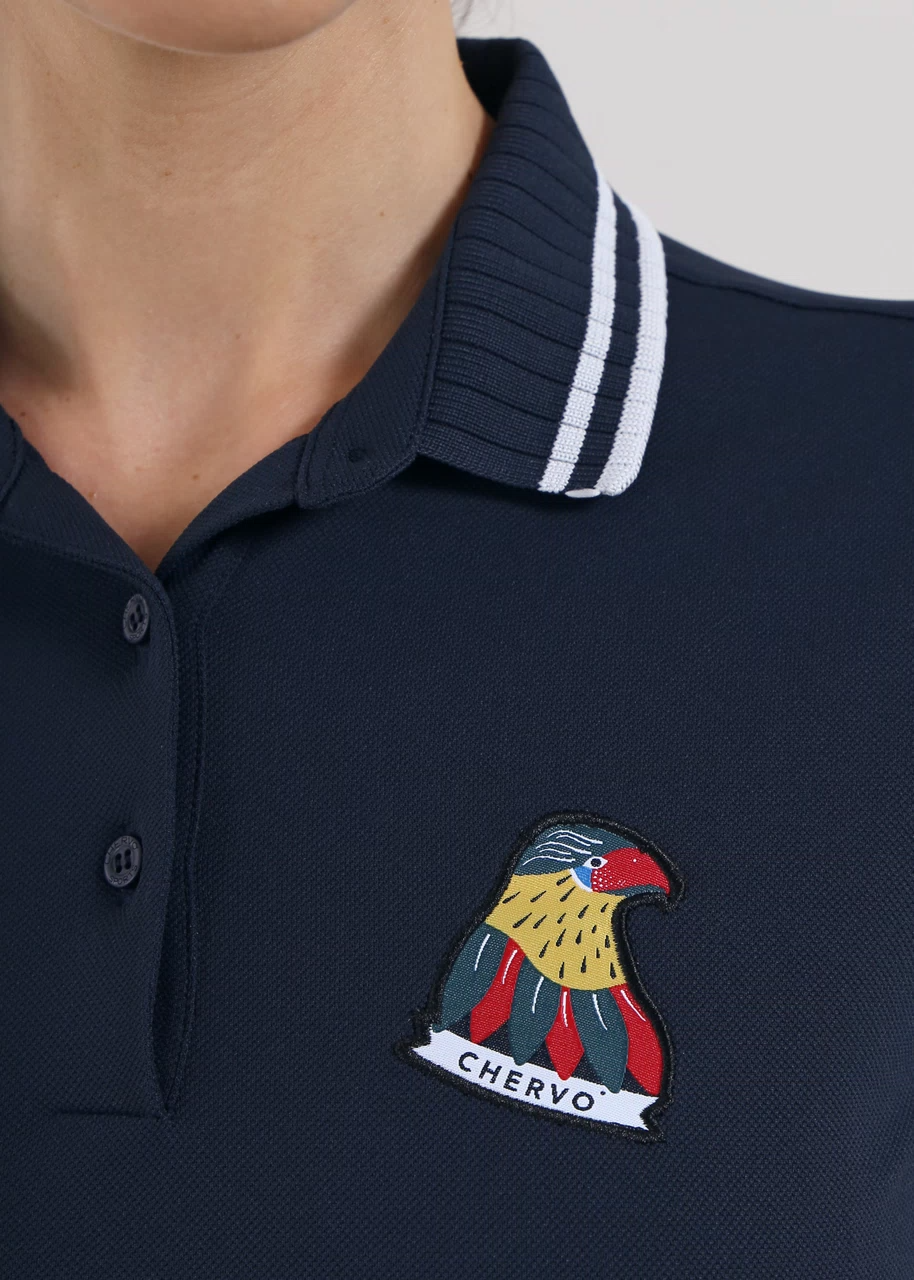 Chervo Women's AVVENTURA Short Sleeve Pique Polo - NAVY