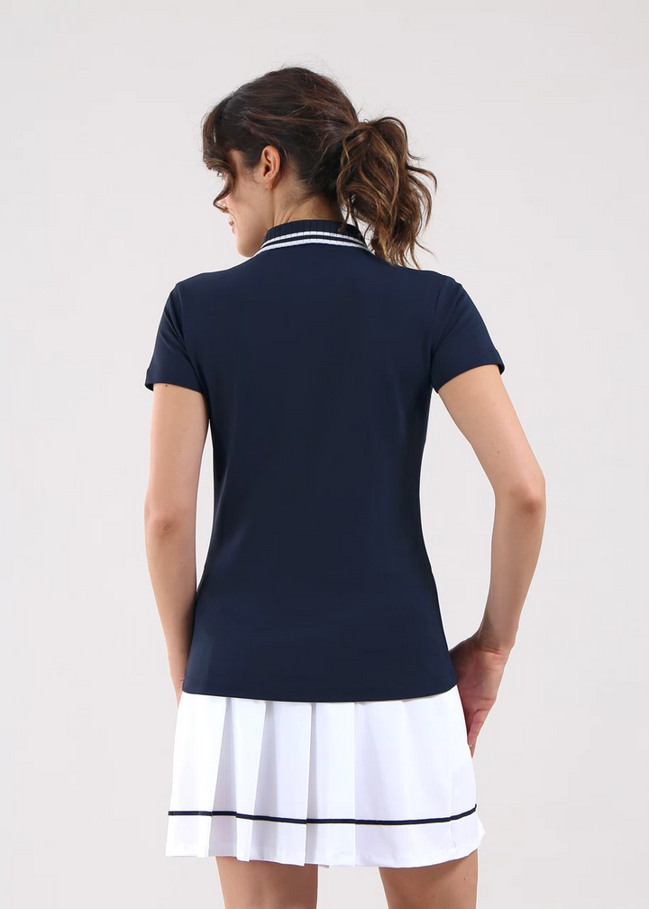 Chervo Women's AVVENTURA Short Sleeve Pique Polo - NAVY