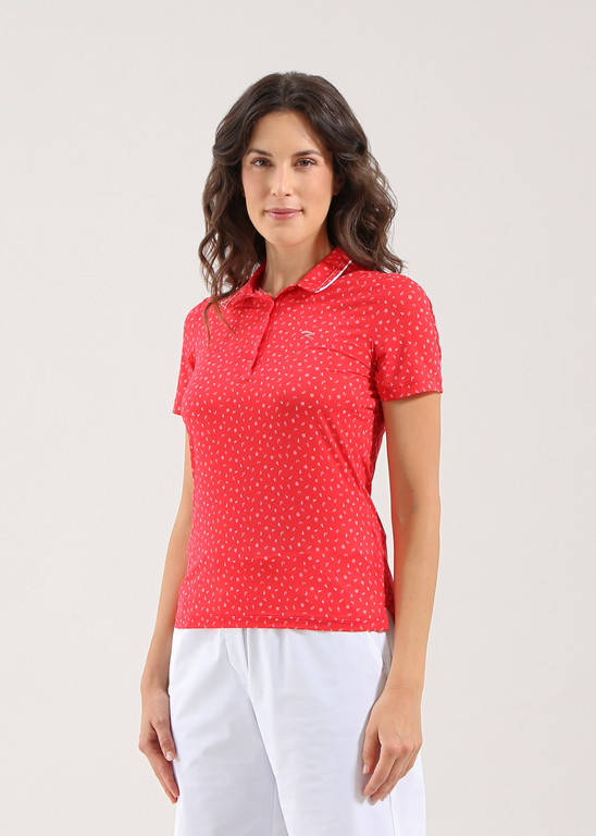 Chervo Women's ALLPRINT Lightweight Polo - CHERRY