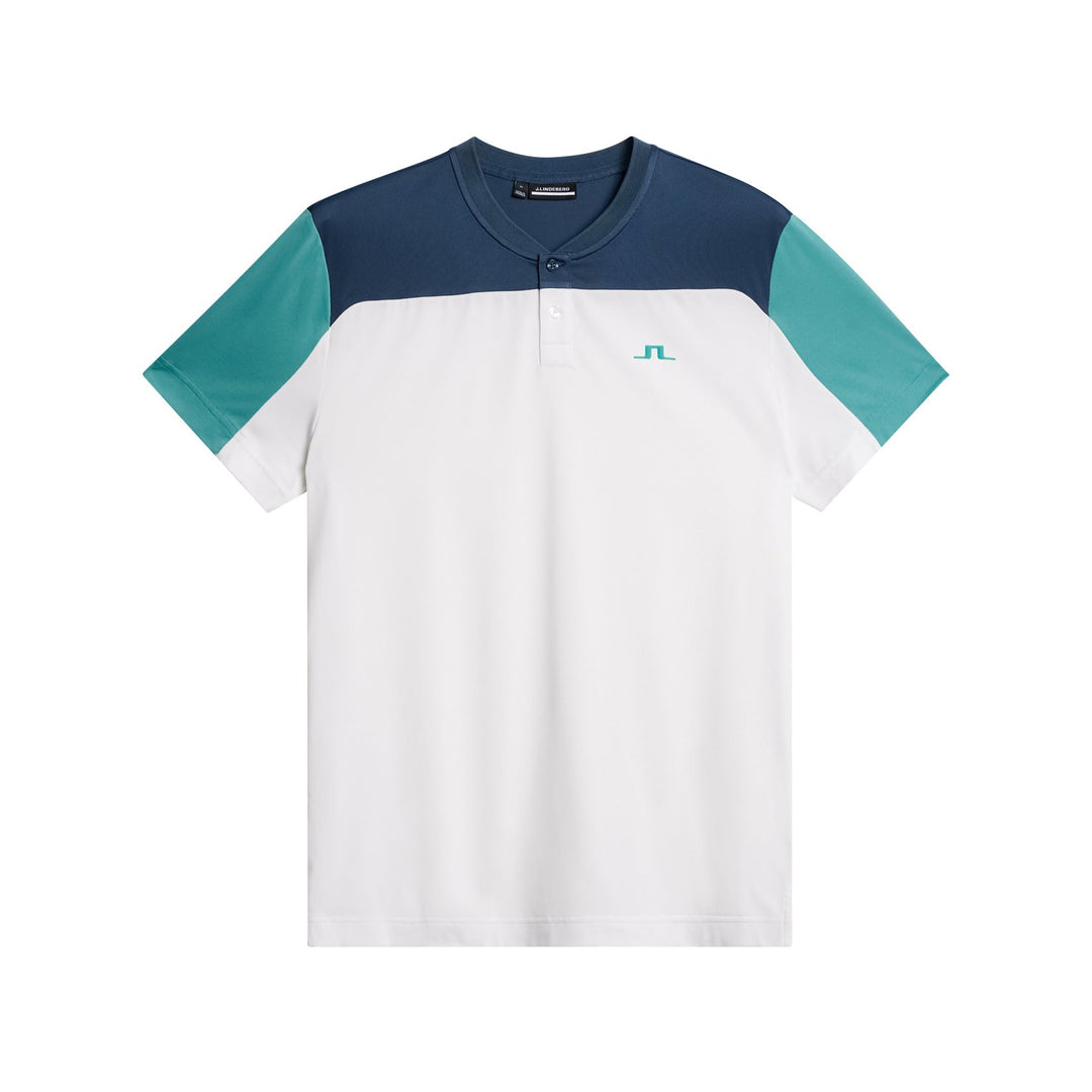 J.Lindeberg Mens Michael Polo Short Sleeve - WHITE/TEAL