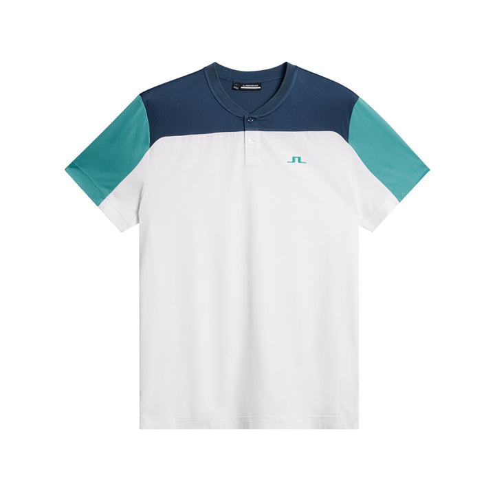 J.Lindeberg Mens Michael Polo Short Sleeve - WHITE/TEAL