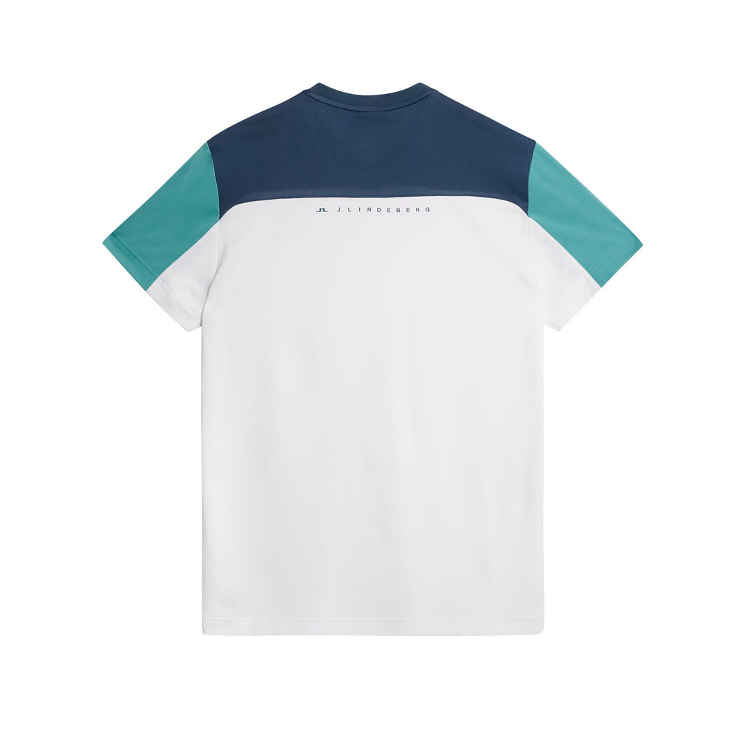 J.Lindeberg Mens Michael Polo Short Sleeve - WHITE/TEAL