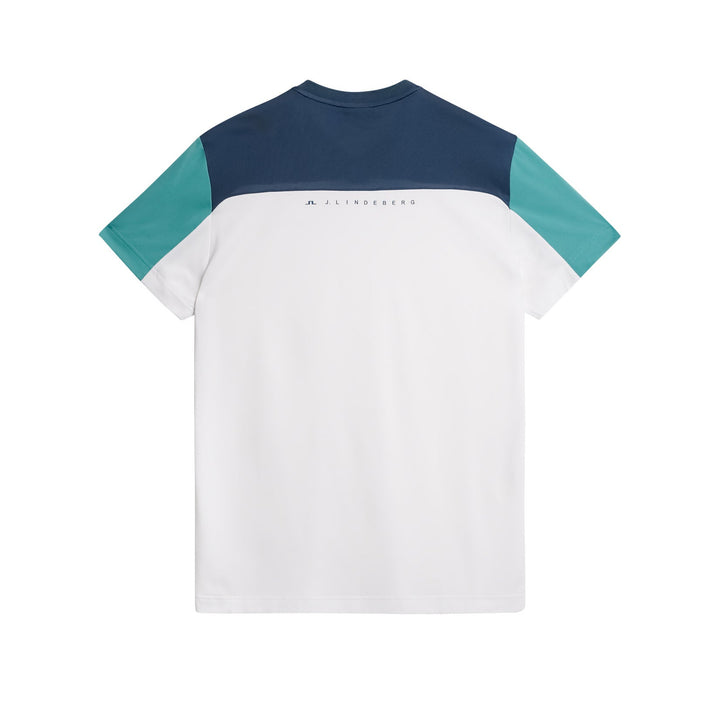 J.Lindeberg Mens Michael Polo Short Sleeve - WHITE/TEAL