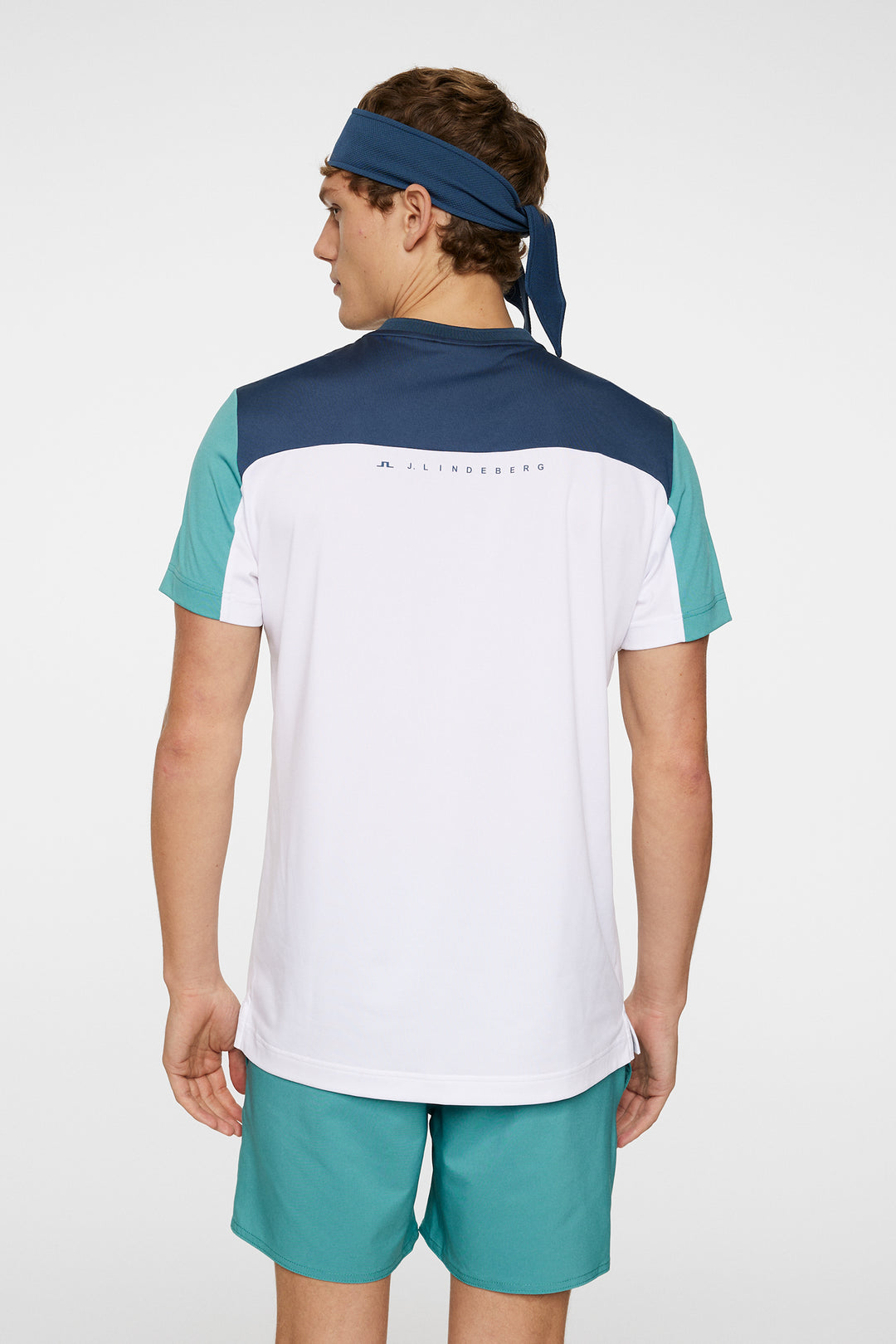 J.Lindeberg Mens Michael Polo Short Sleeve - WHITE/TEAL