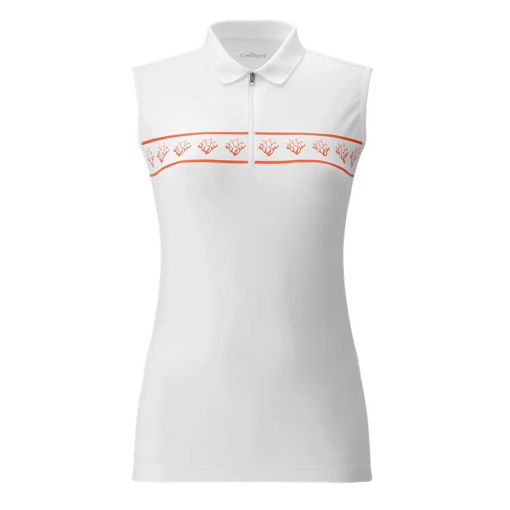 Chervo Women's AND Half-Zip Sleeveless Polo - WHITE