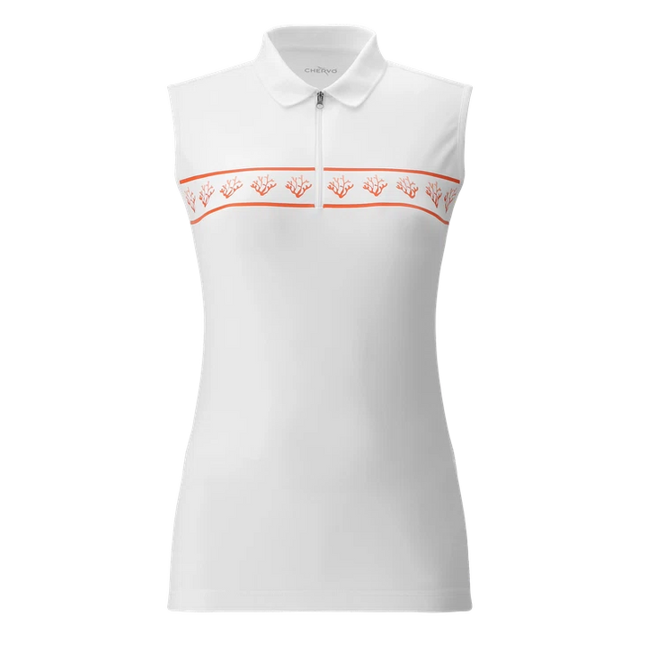 Chervo Women's AND Half-Zip Sleeveless Polo - WHITE