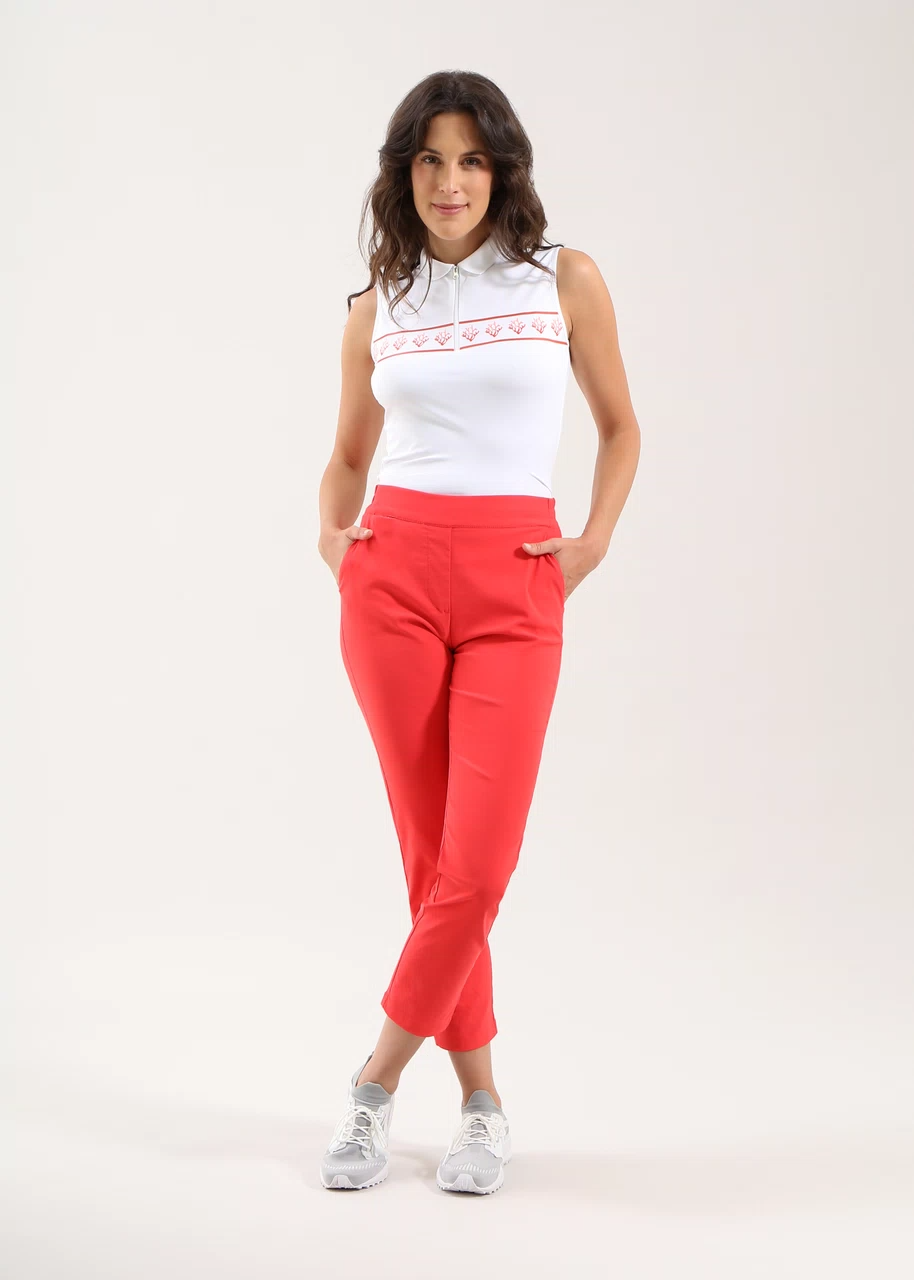 Chervo Women's AND Half-Zip Sleeveless Polo - WHITE