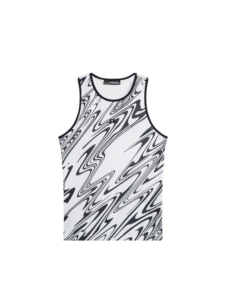 J.Lindeberg Womens Delia Printed Sleeve Less Tank Top - Liquify White