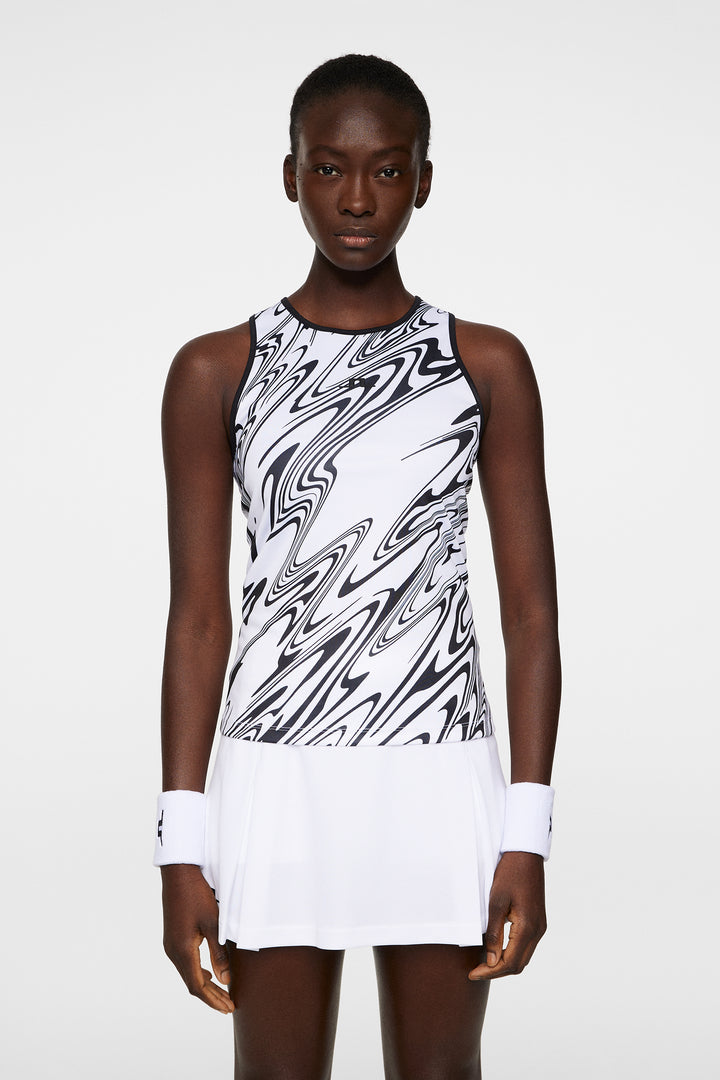 J.Lindeberg Womens Delia Printed Sleeve Less Tank Top - Liquify White