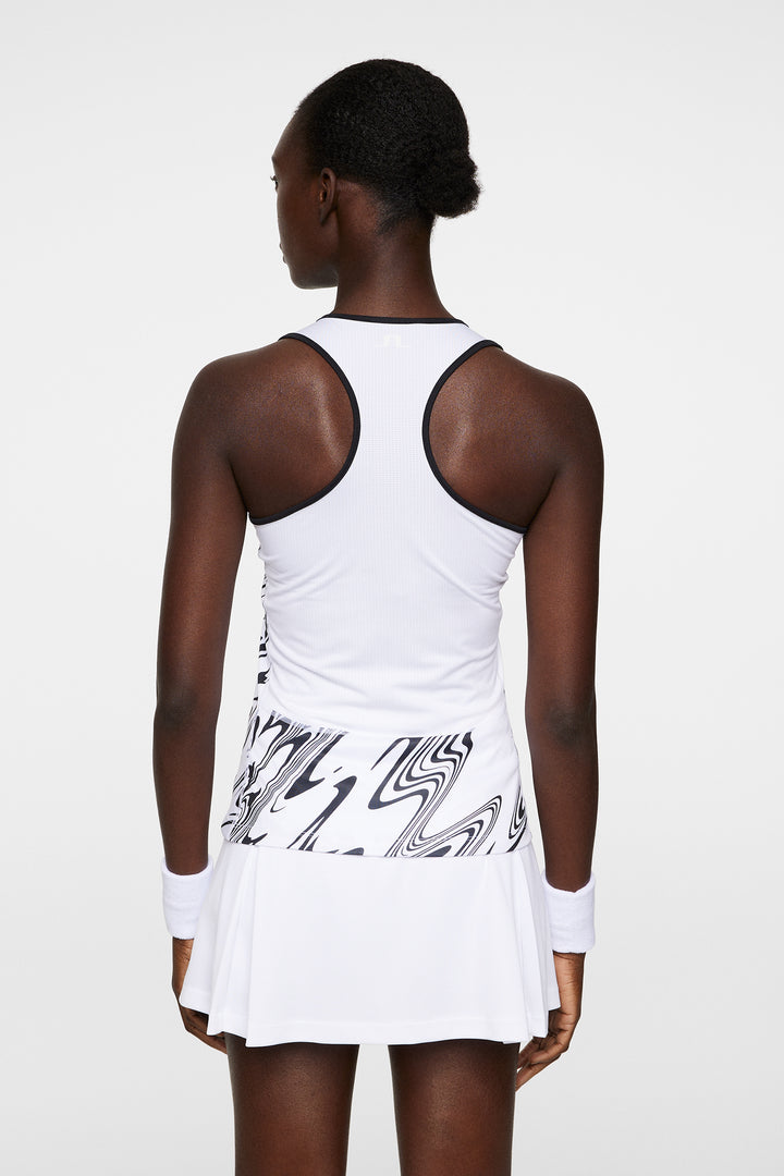 J.Lindeberg Womens Delia Printed Sleeve Less Tank Top - Liquify White