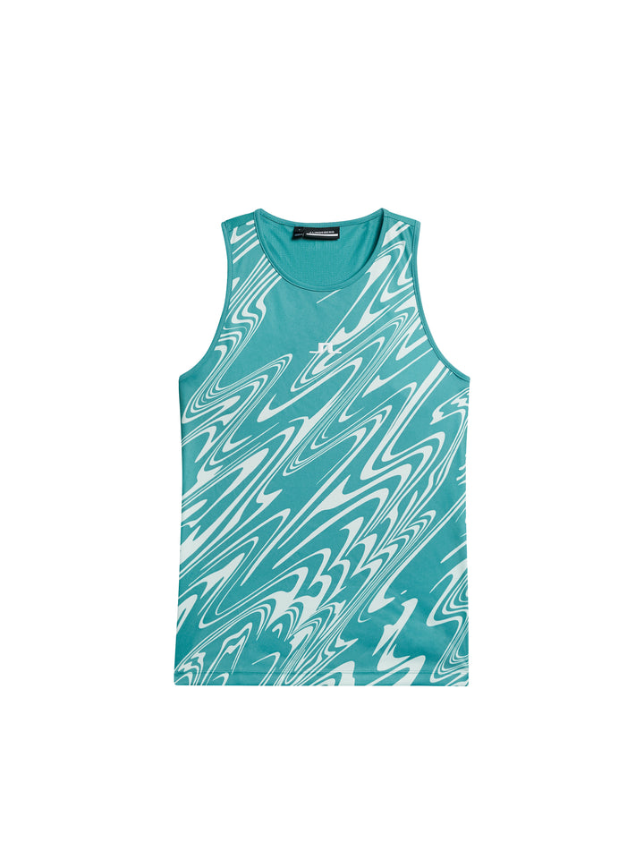 J.Lindeberg Womens Delia Printed Sleeve Less Tank Top - TEAL