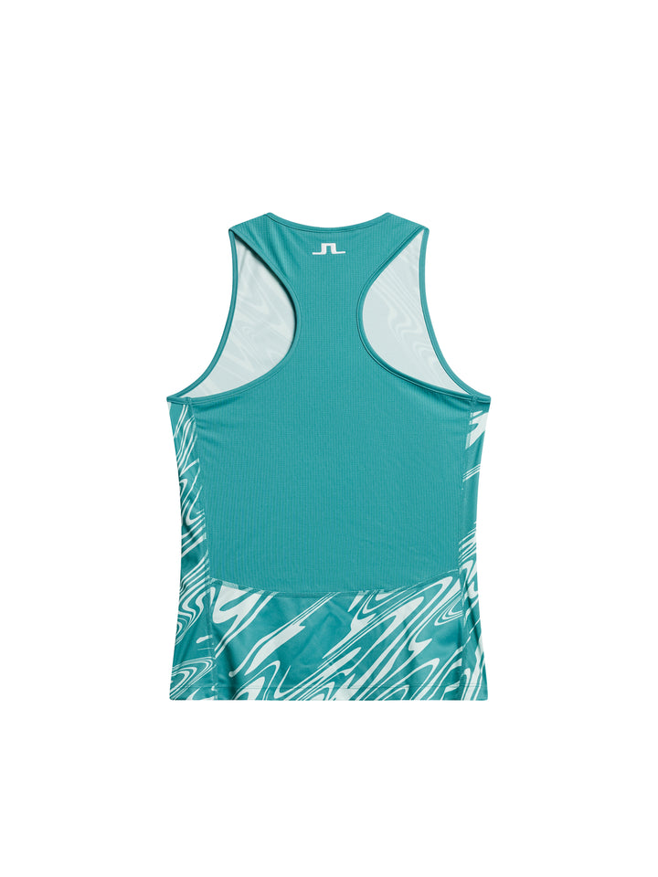 J.Lindeberg Womens Delia Printed Sleeve Less Tank Top - TEAL