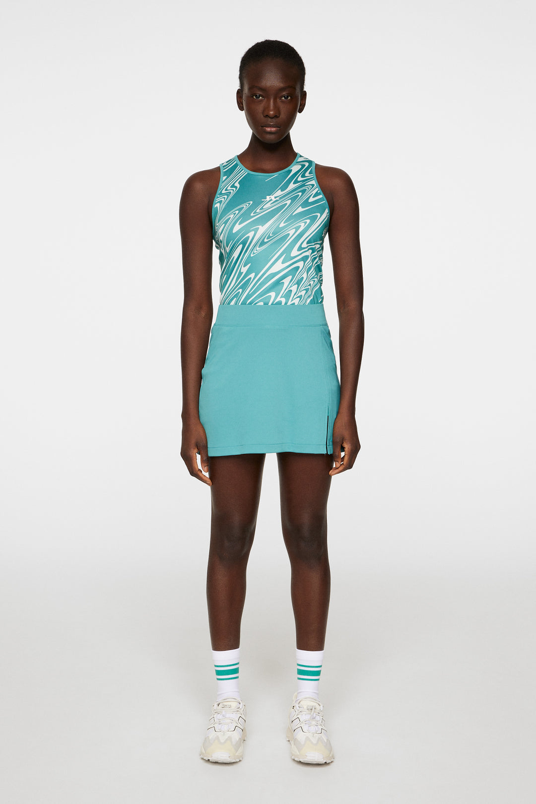 J.Lindeberg Womens Delia Printed Sleeve Less Tank Top - TEAL