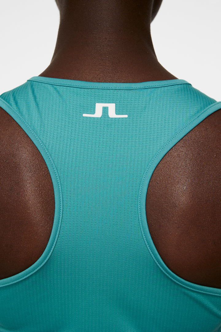 J.Lindeberg Womens Delia Printed Sleeve Less Tank Top - TEAL