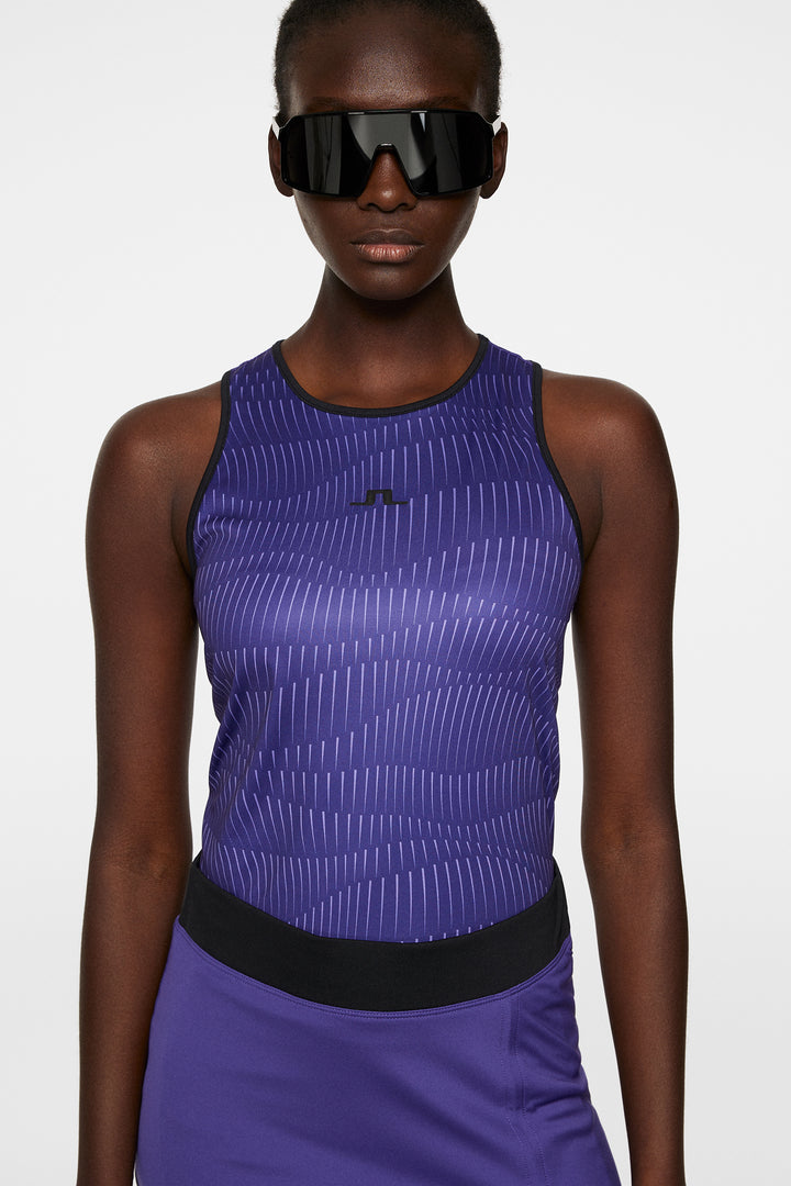 J.Lindeberg Womens Delia Printed Sleeve Less Tank Top - PURPLE