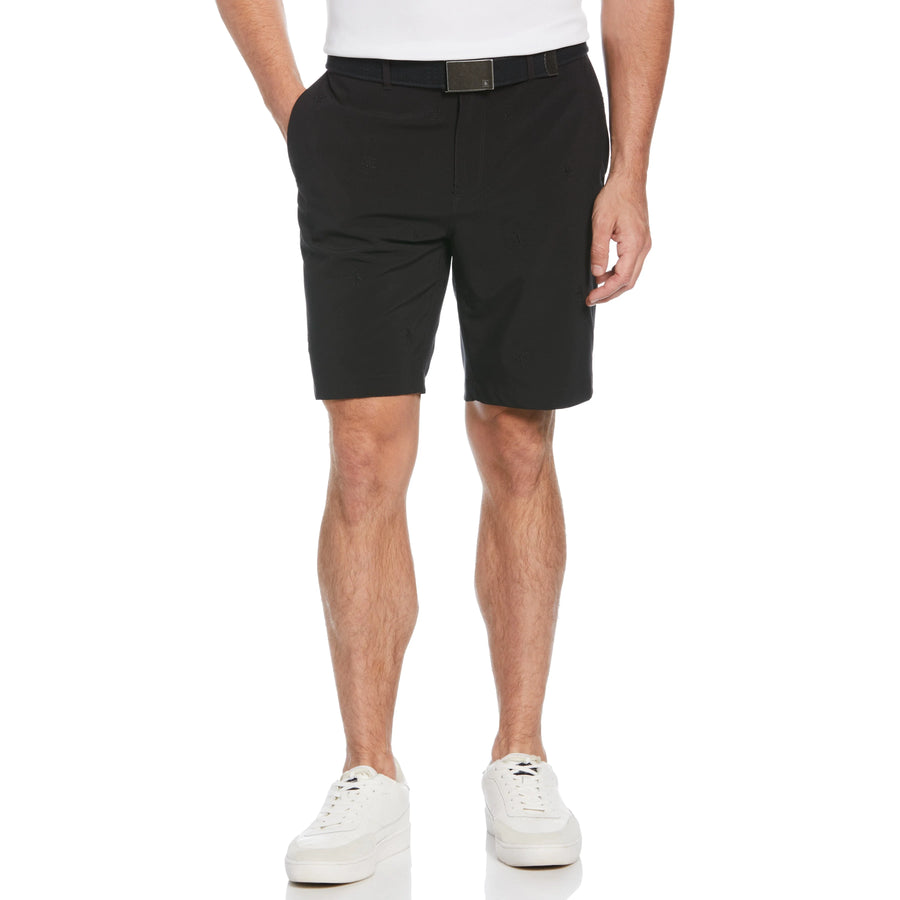 Original Penguin Mens Allover Embroidered Pete 9" Golf Short - CAVIAR - Golf Anything Canada