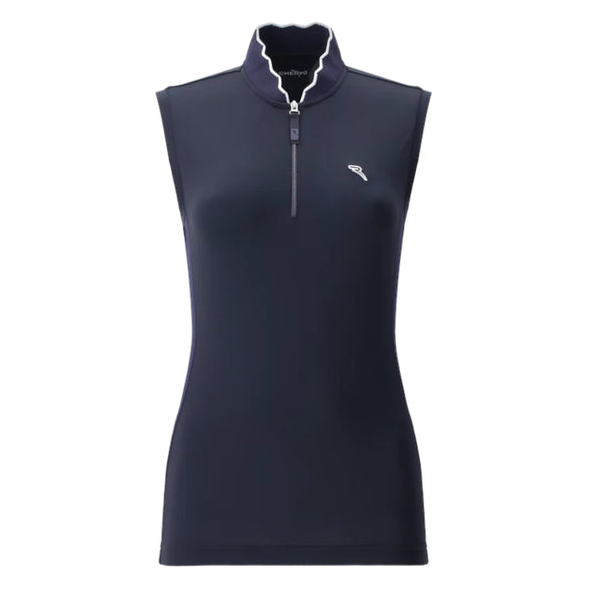 Chervo Women's ASTEROIDE Quarter Zip Sleeveless Polo - NAVY