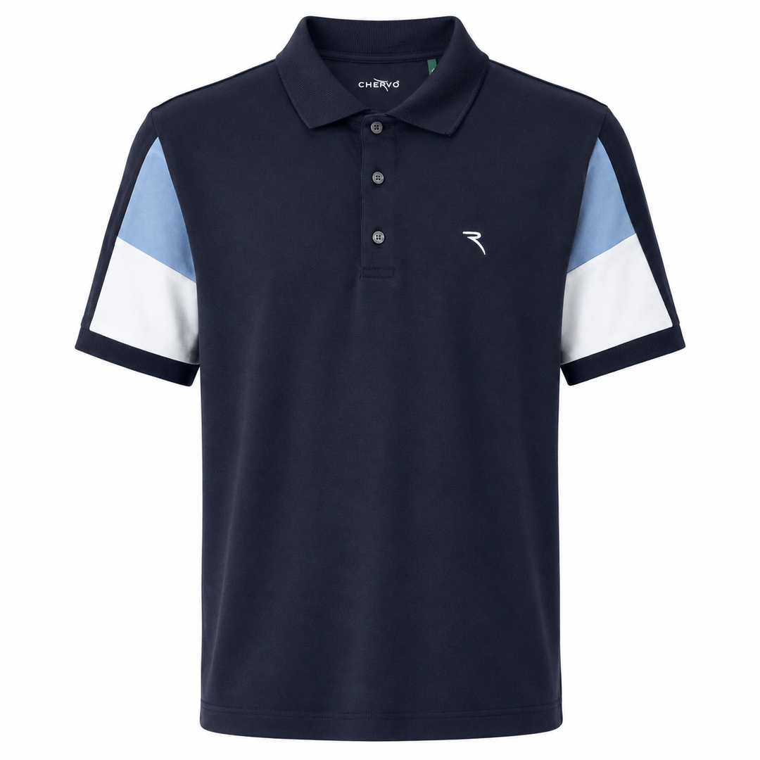 Chervo Men's ARISO Pique Polo - BLUE / WHITE