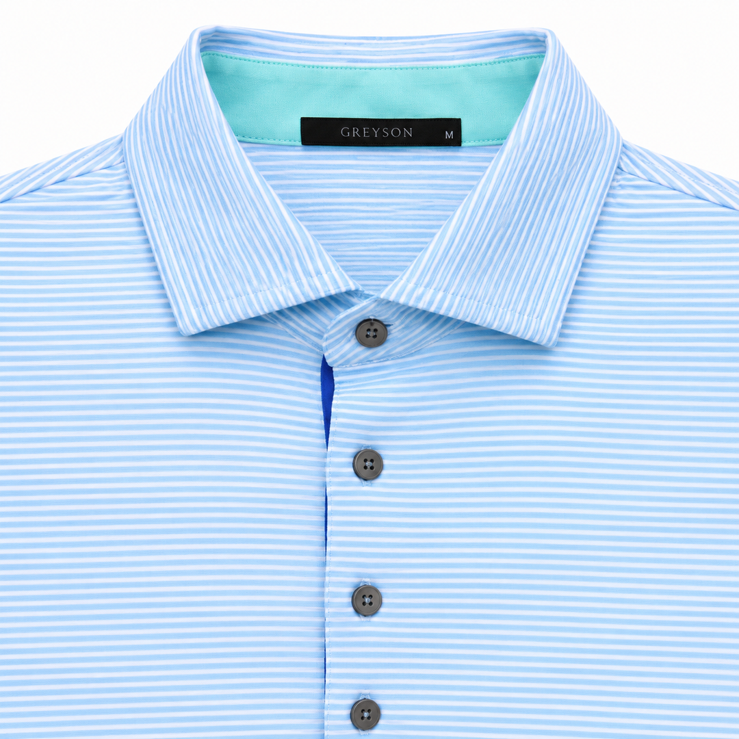 Greyson Men's SARANAC Stripe Polo - ARCTIC SKY