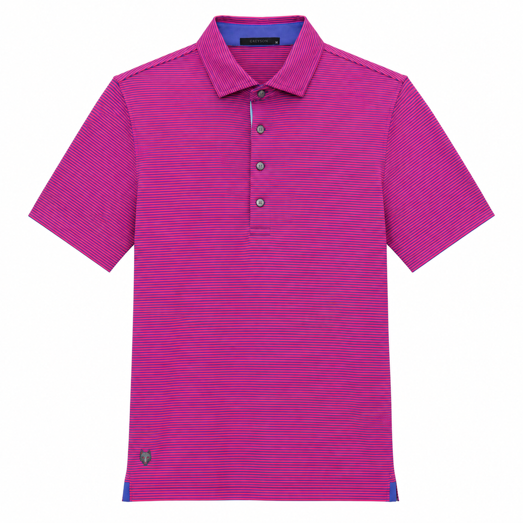 Greyson Men's SARANAC Stripe Polo - TWILIGHT FLAMINGO