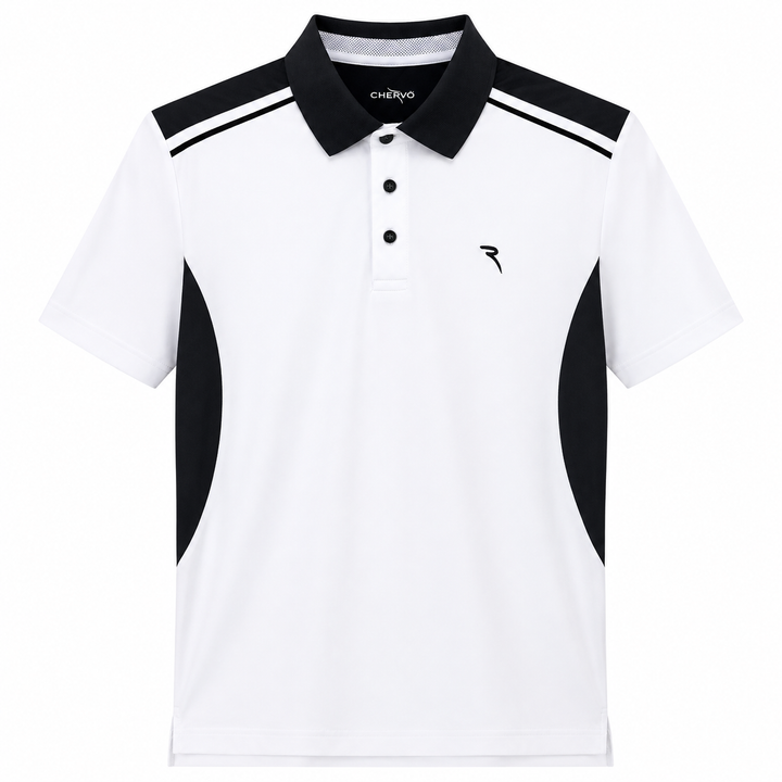 Chervo Men's AIDEN SPORT Polo - WHITE BLACK