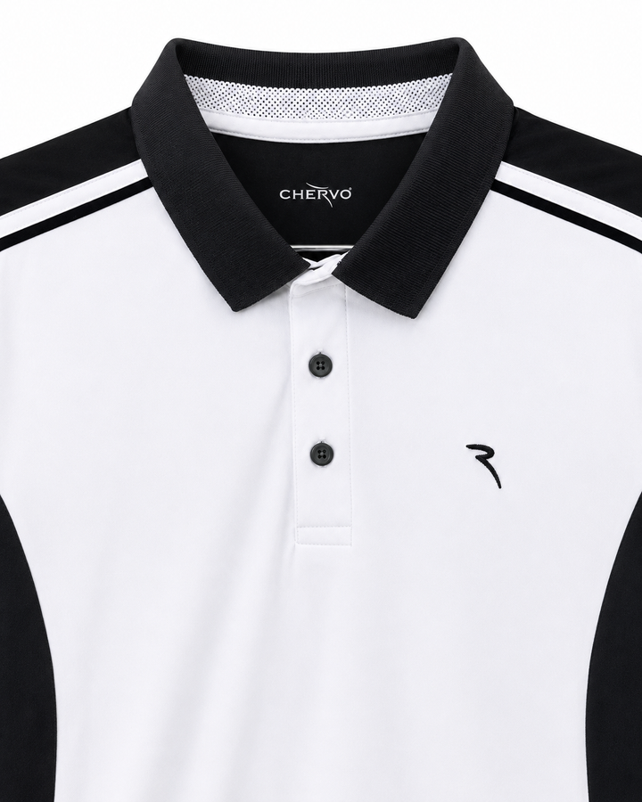 Chervo Men's AIDEN SPORT Polo - WHITE BLACK