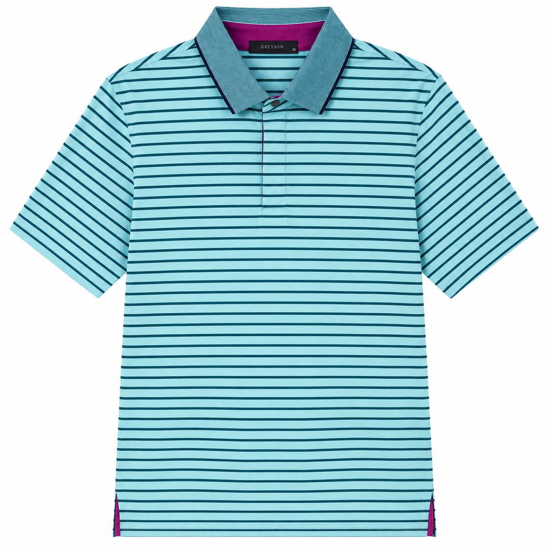 Greyson Men's CROW Stripe Polo - JASPER EMERALD
