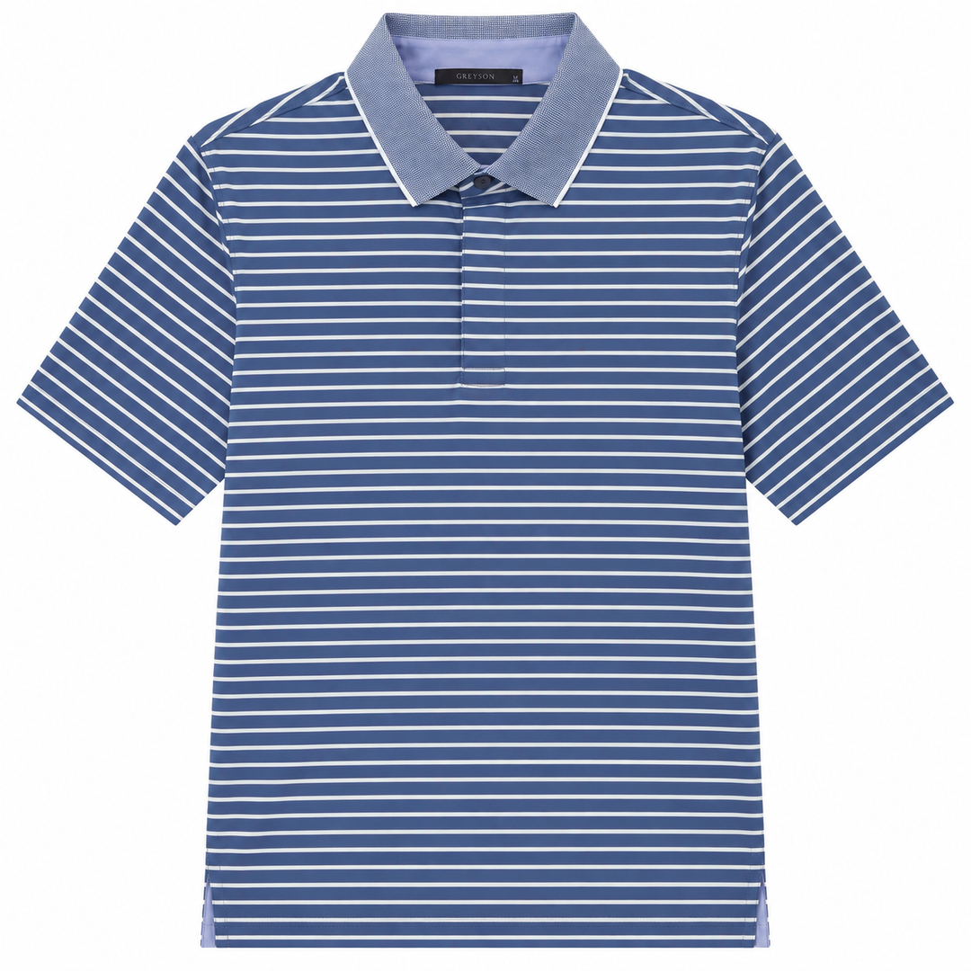 Greyson Men's CROW Stripe Polo - SHARK ARCTIC