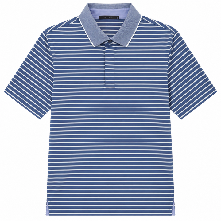 Greyson Men's CROW Stripe Polo - SHARK ARCTIC