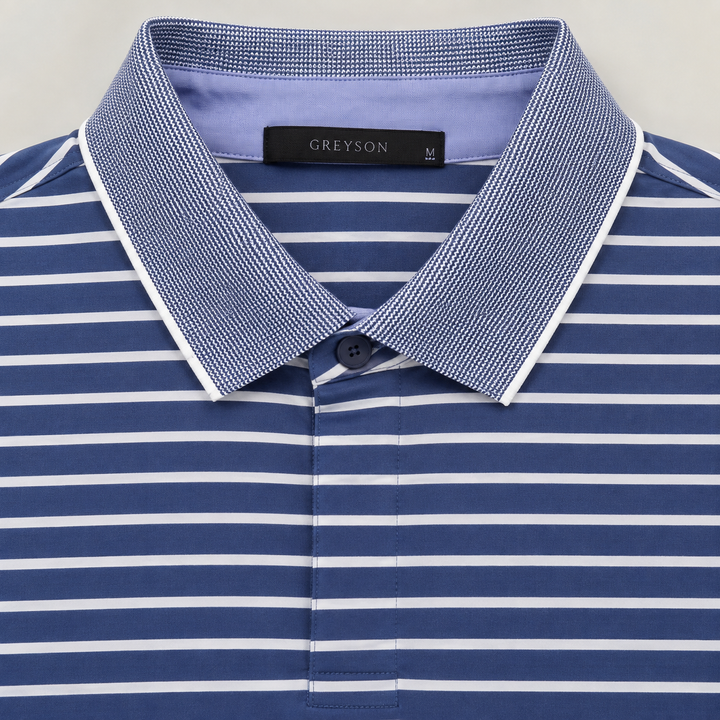 Greyson Men's CROW Stripe Polo - SHARK ARCTIC