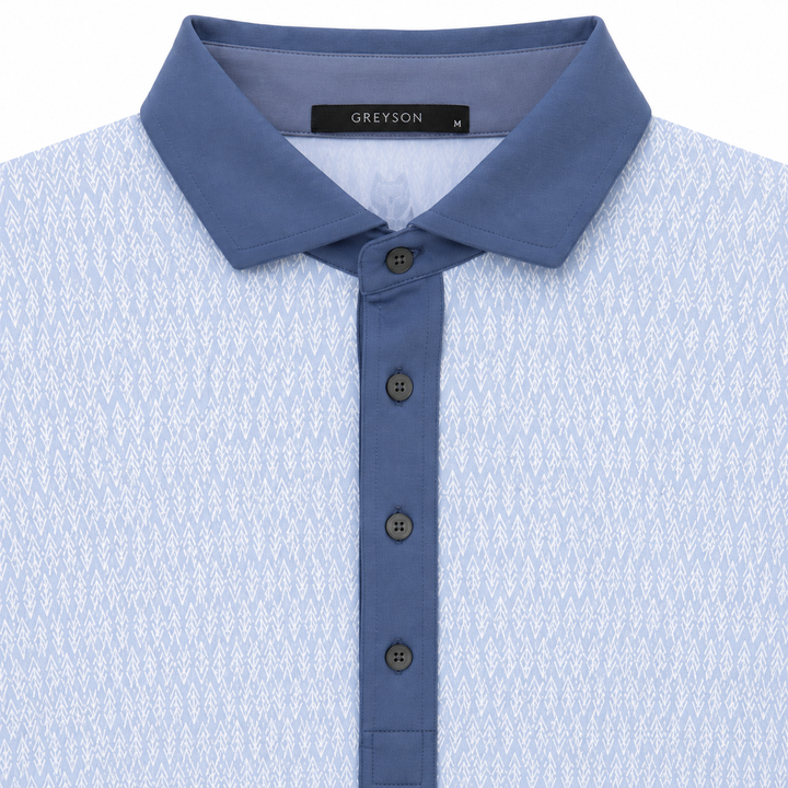 Greyson Men's SEE OF TREES  Printed Polo - MIST ARCTIC
