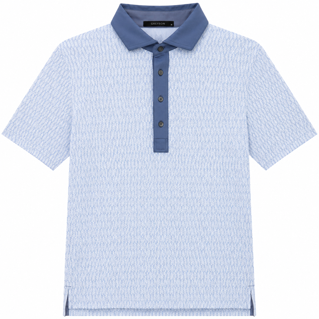 Greyson Men's SEE OF TREES  Printed Polo - MIST ARCTIC