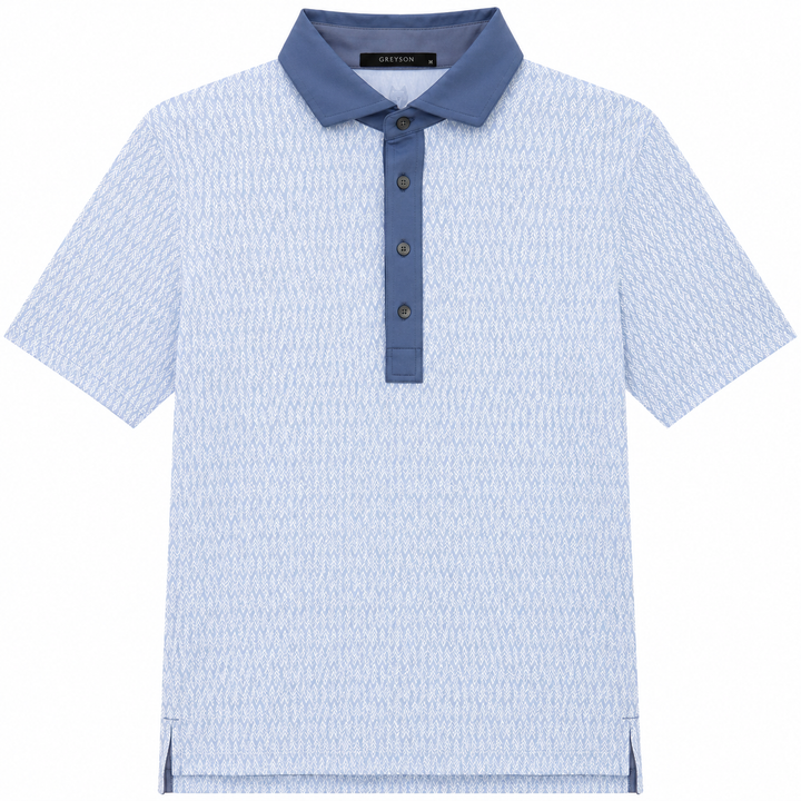 Greyson Men's SEE OF TREES  Printed Polo - MIST ARCTIC
