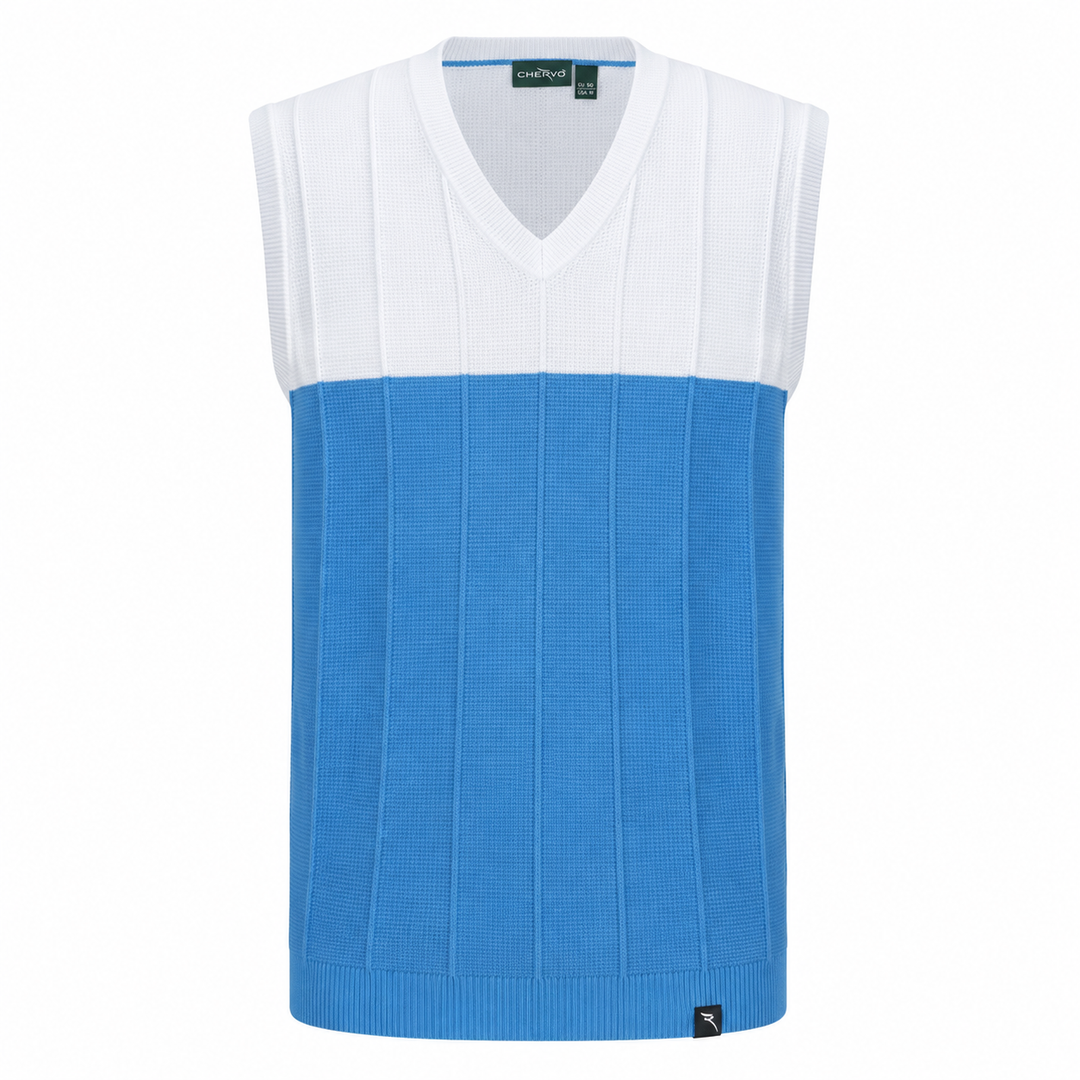 Chervo Men's NEWZEALAND Cotton Vest  - WHITE / ROYAL BLUE