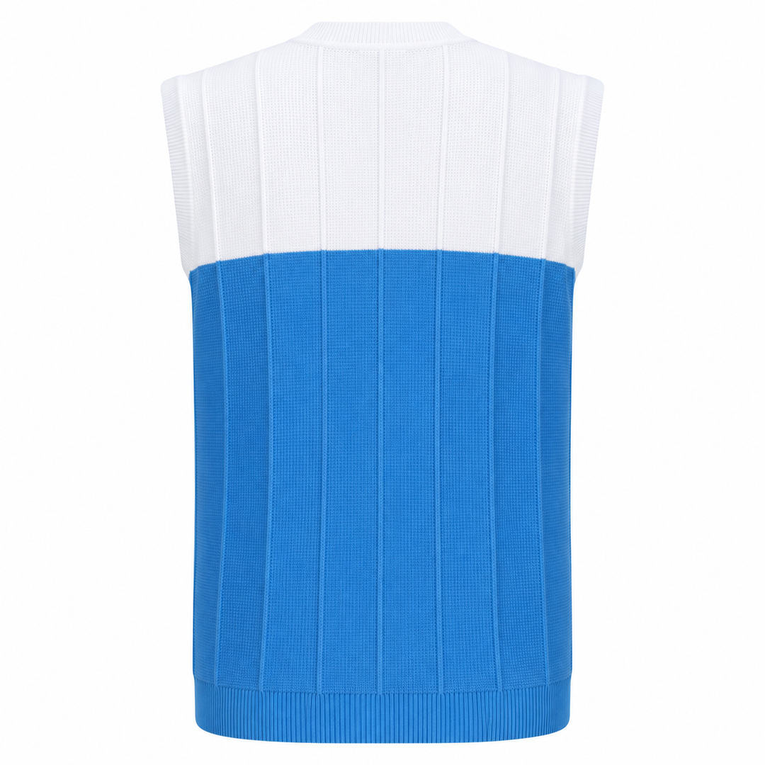 Chervo Men's NEWZEALAND Cotton Vest  - WHITE / ROYAL BLUE