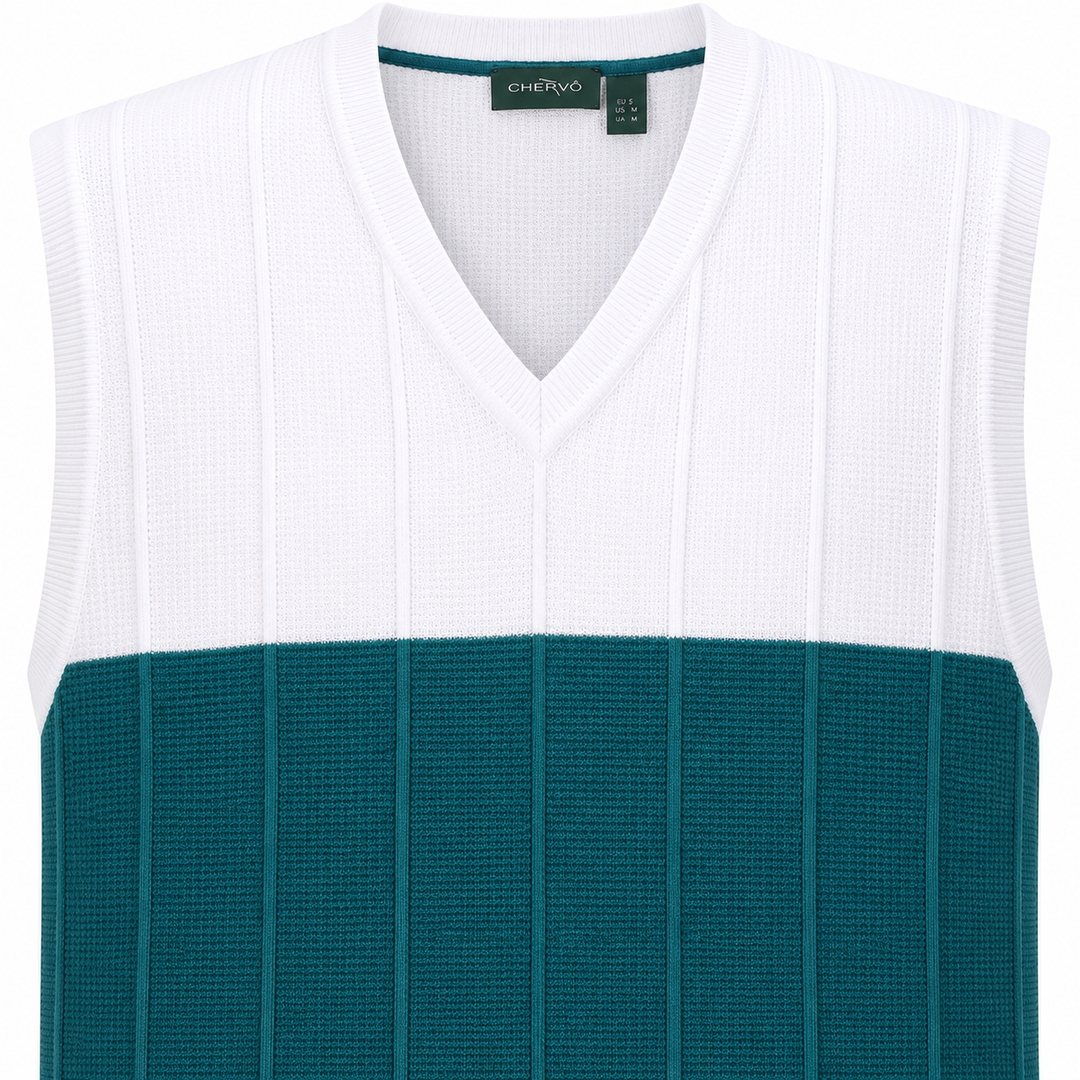 Chervo Men's NEWZEALAND Cotton Vest  - WHITE / GREEN