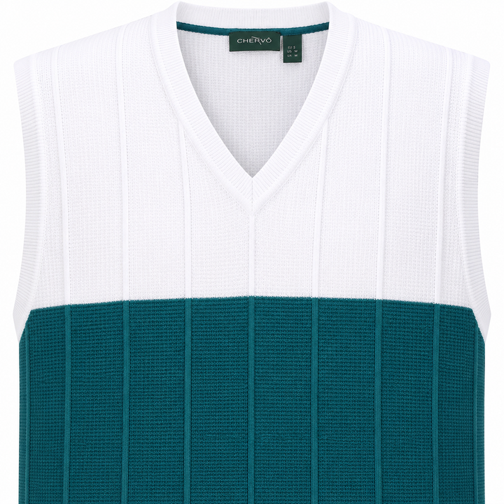 Chervo Men's NEWZEALAND Cotton Vest  - WHITE / GREEN