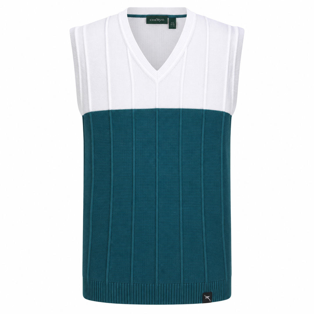 Chervo Men's NEWZEALAND Cotton Vest  - WHITE / GREEN
