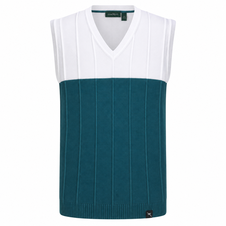 Chervo Men's NEWZEALAND Cotton Vest  - WHITE / GREEN