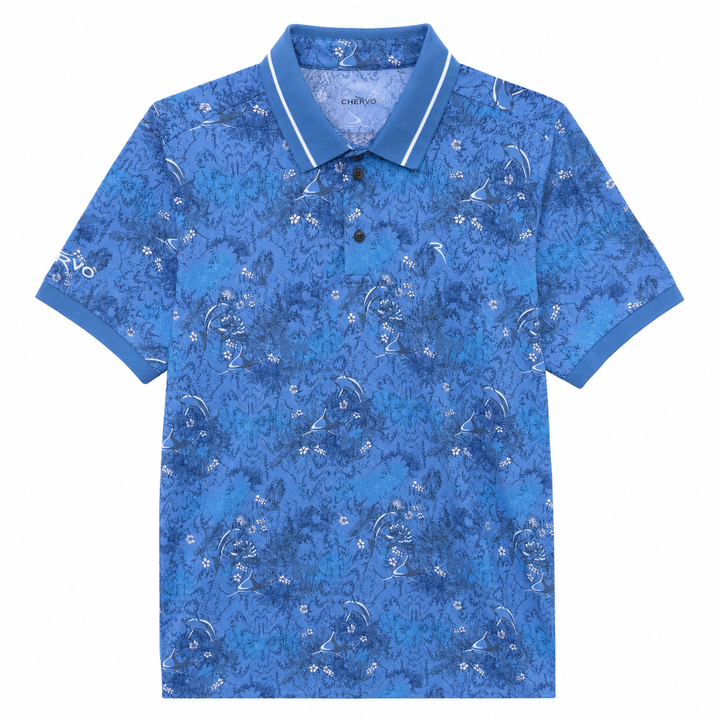 Chervo Men's ABBONO TOUR  Print Polo - BLUE