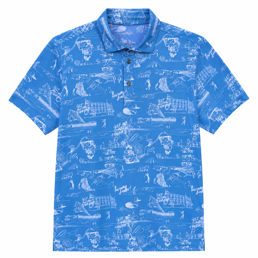 Chervo Men's ALBERGO Print Polo - SKY BLUE