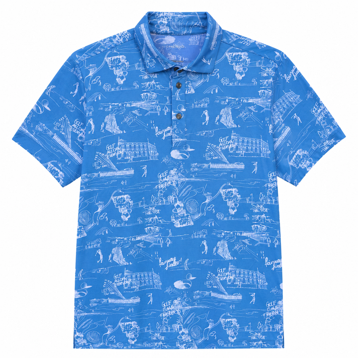Chervo Men's ALBERGO Print Polo - SKY BLUE