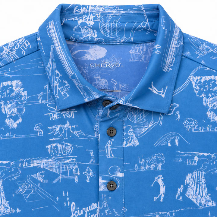 Chervo Men's ALBERGO Print Polo - SKY BLUE