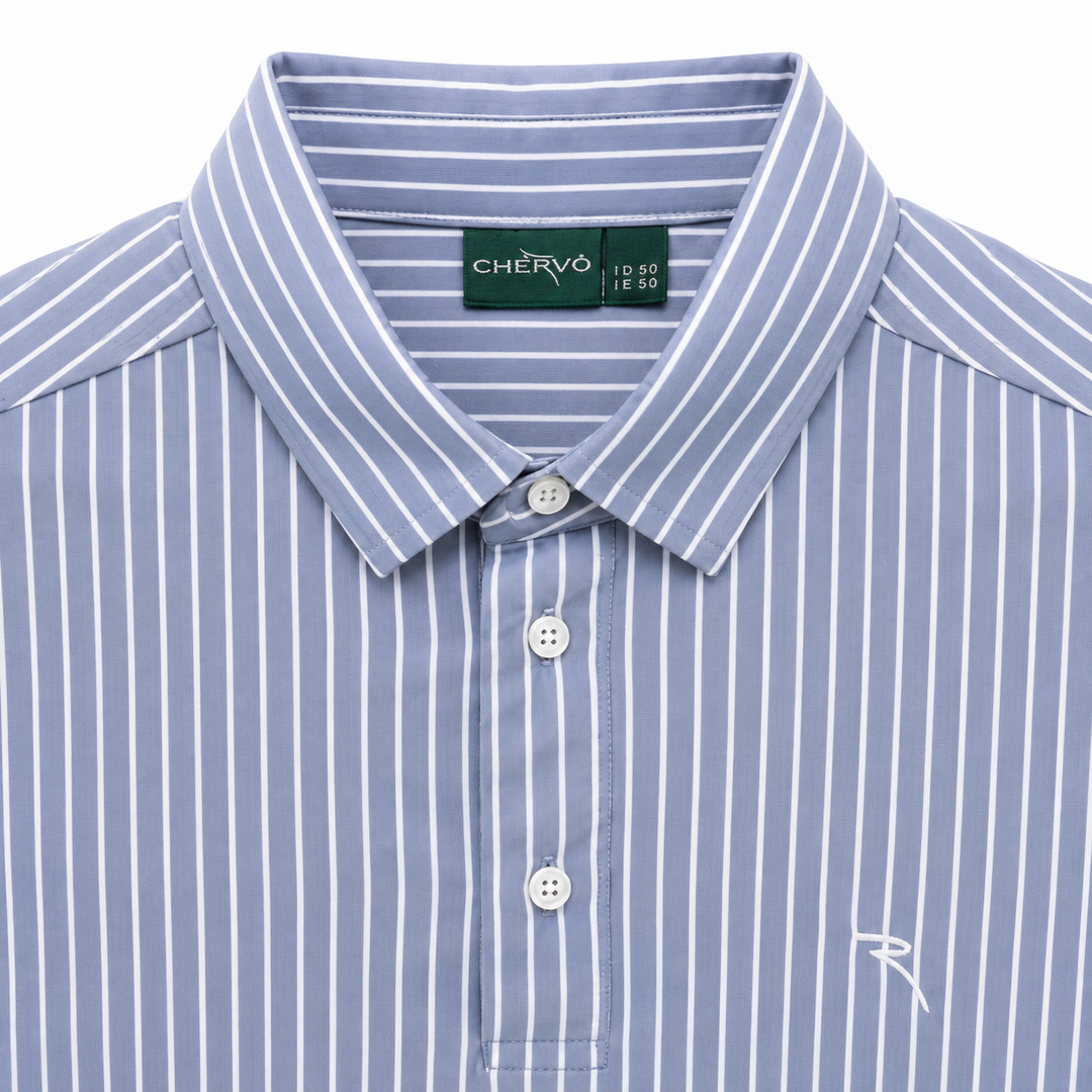 Chervo Men's AMOLLO Pique Stripe Polo - GREY / WHITE