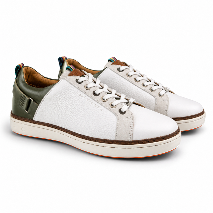 ROYAL ALBATROSS Men's The Solstice Spikeless Golf Shoe - WHITE / OLIVE